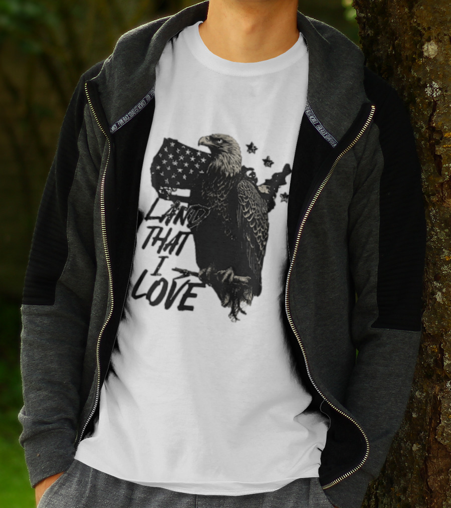 Land That I Love Eagle With American Flag And Stars T-Shirt