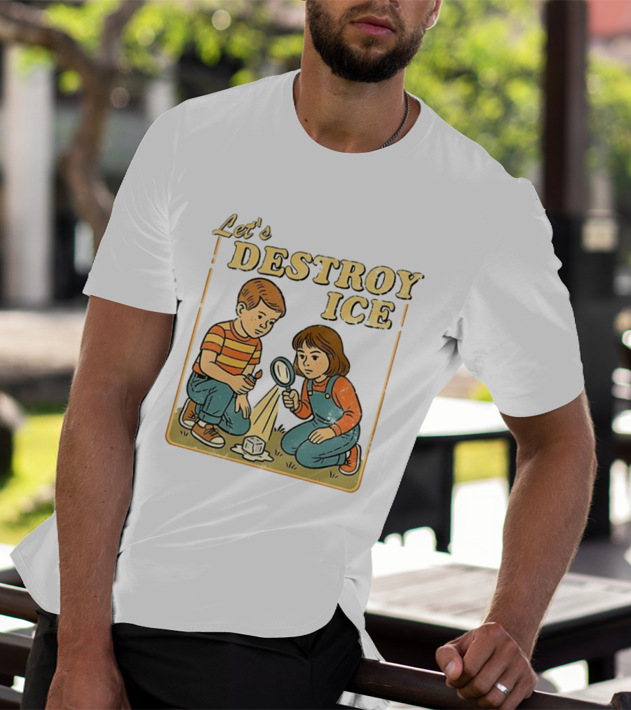 Let's Destroy ICE Melt The Ice Caricature Kids Exploring T-Shirt