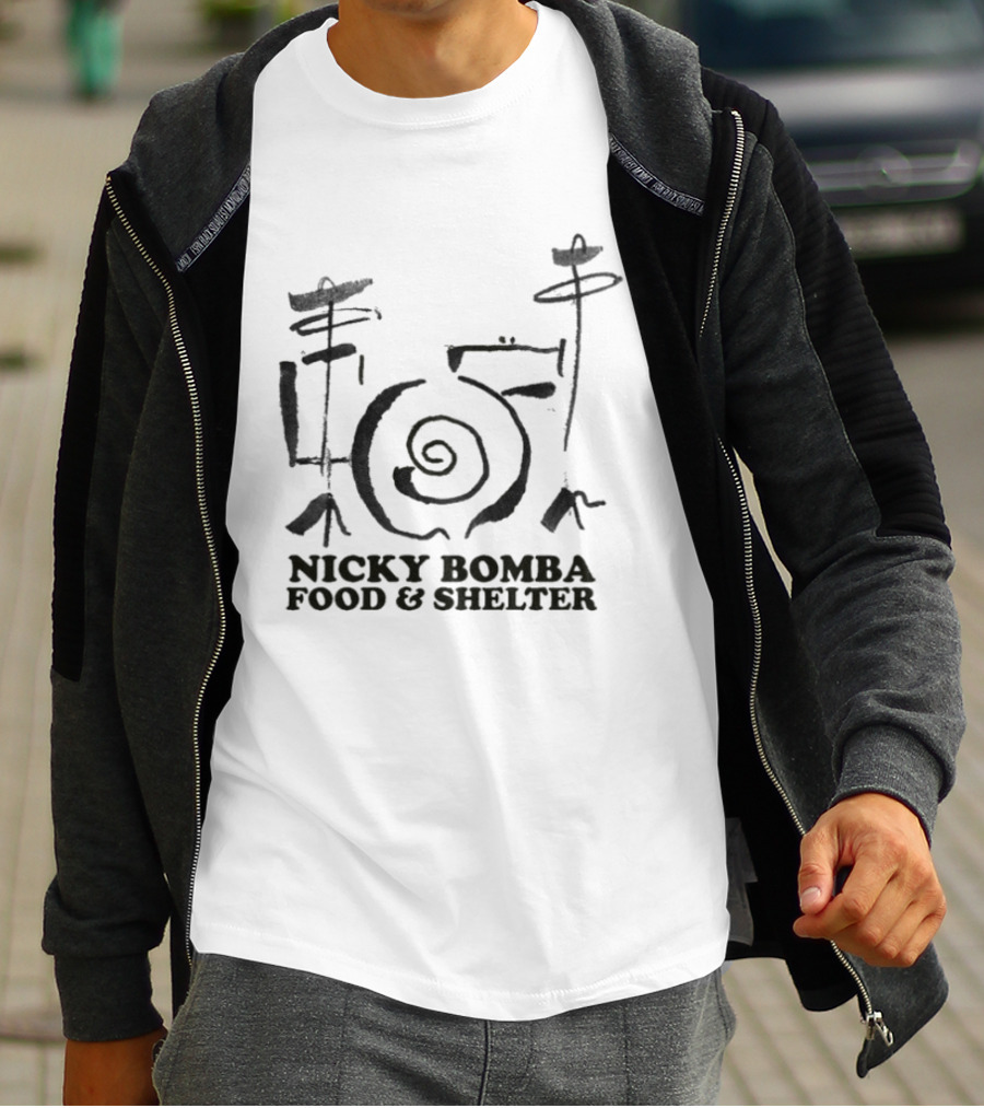 Nicky Bomba Food And Shelter Spiral T-Shirt