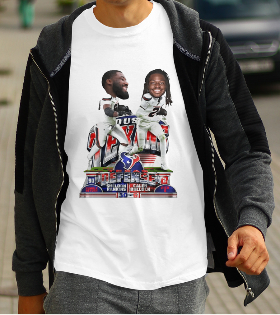 Houston Texans Defense Sheldon Rankins Calen Bullock Wild Card Gamebreaker Caricature T-Shirt