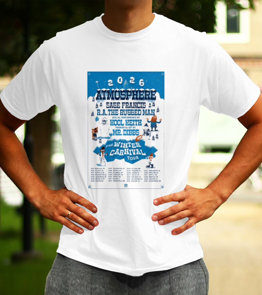 Atmosphere Winter Carnival Tour 2026 Featuring Sa Roc DJ Keezy Mr Dibbs T-Shirt
