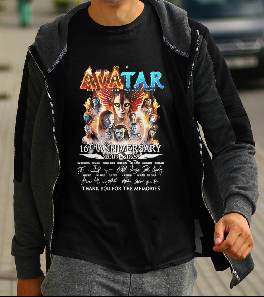 Avatar Fire And Ash The Way Of Water 16th Anniversary 2009 2025 Thank You For The Memories T-Shirt