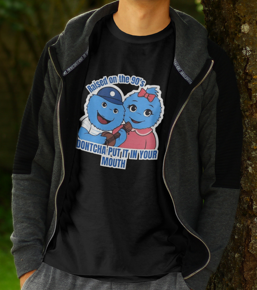 Raised On The 90's Blue Monster Dontcha Put It In Your Mouth Retro Characters T-Shirt
