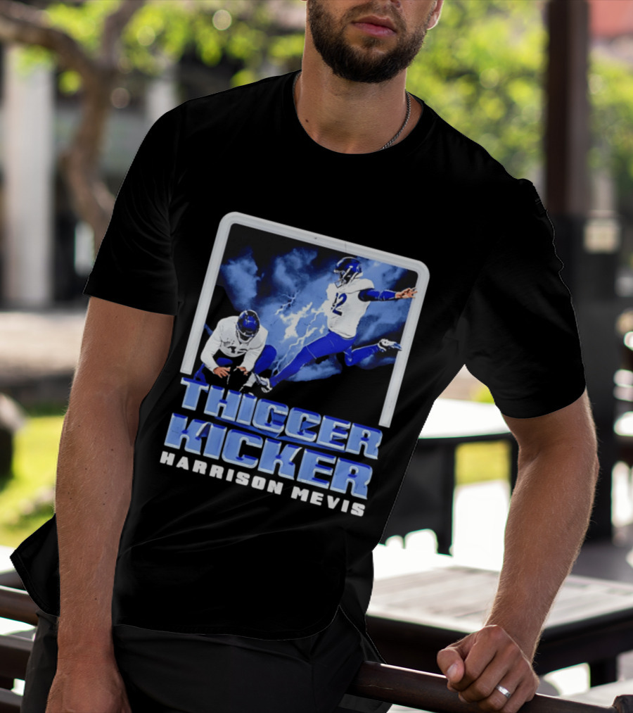 Harrison Mevis Thiccer Kicker Lightning Football Action T-Shirt