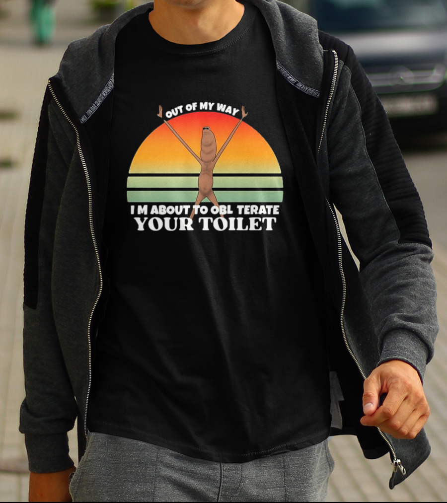 Out Of My Way I'm About To Obliterate Your Toilet Funny Alien Sunset T-Shirt