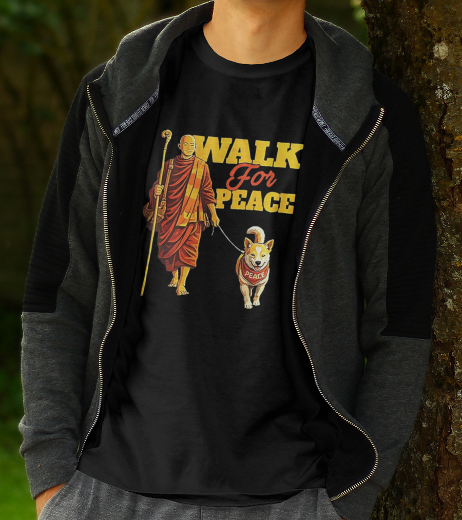 Walk For Peace Monk And Aloka Dog Pilgrimage T-Shirt