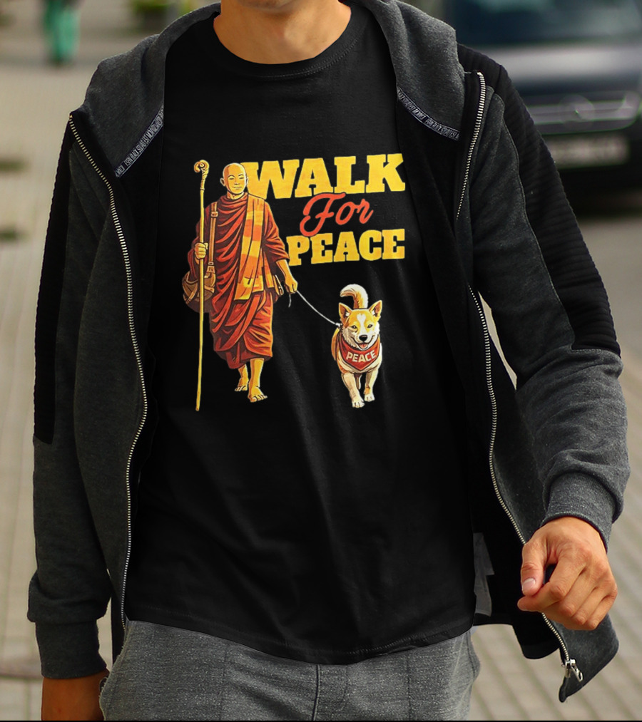 Walk For Peace Monk And Aloka Dog Pilgrimage T-Shirt
