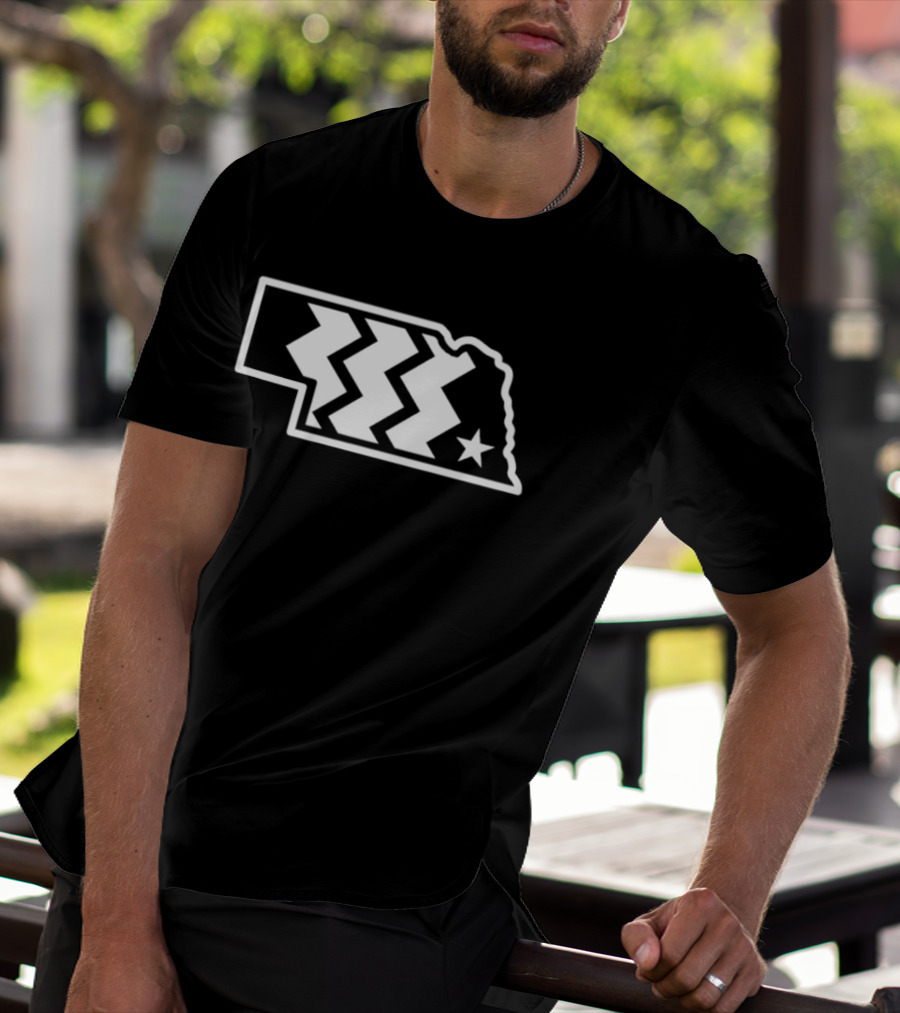 Throwback Converse Nebraska State Iconic Chevron Map Star T-Shirt