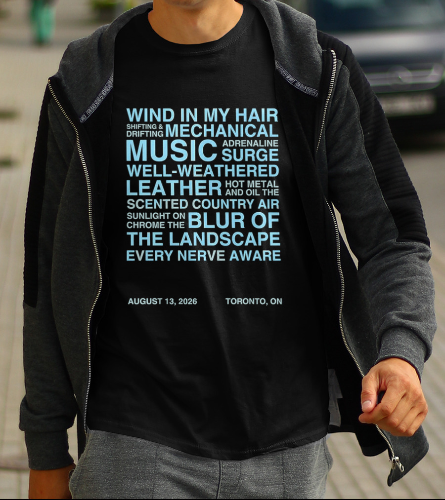 Wind In My Hair Mechanical Music Adrenaline Surge Toronto August 2026 T-Shirt