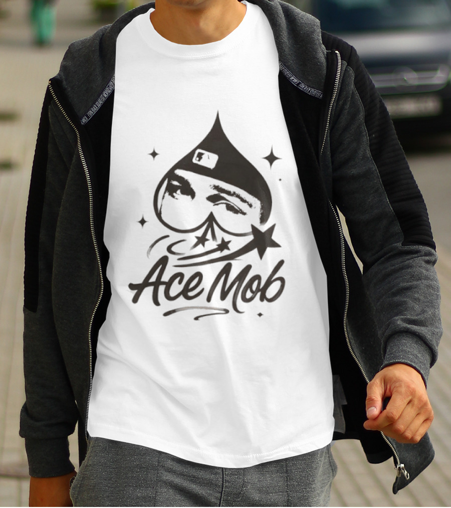 Ace Mob Spade Face Graffiti Stars T-Shirt