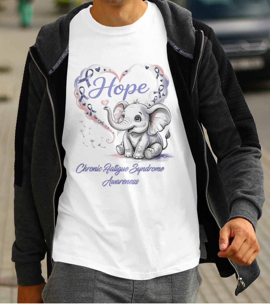 Elephant Hope Heart Chronic Fatigue Syndrome Awareness T-Shirt
