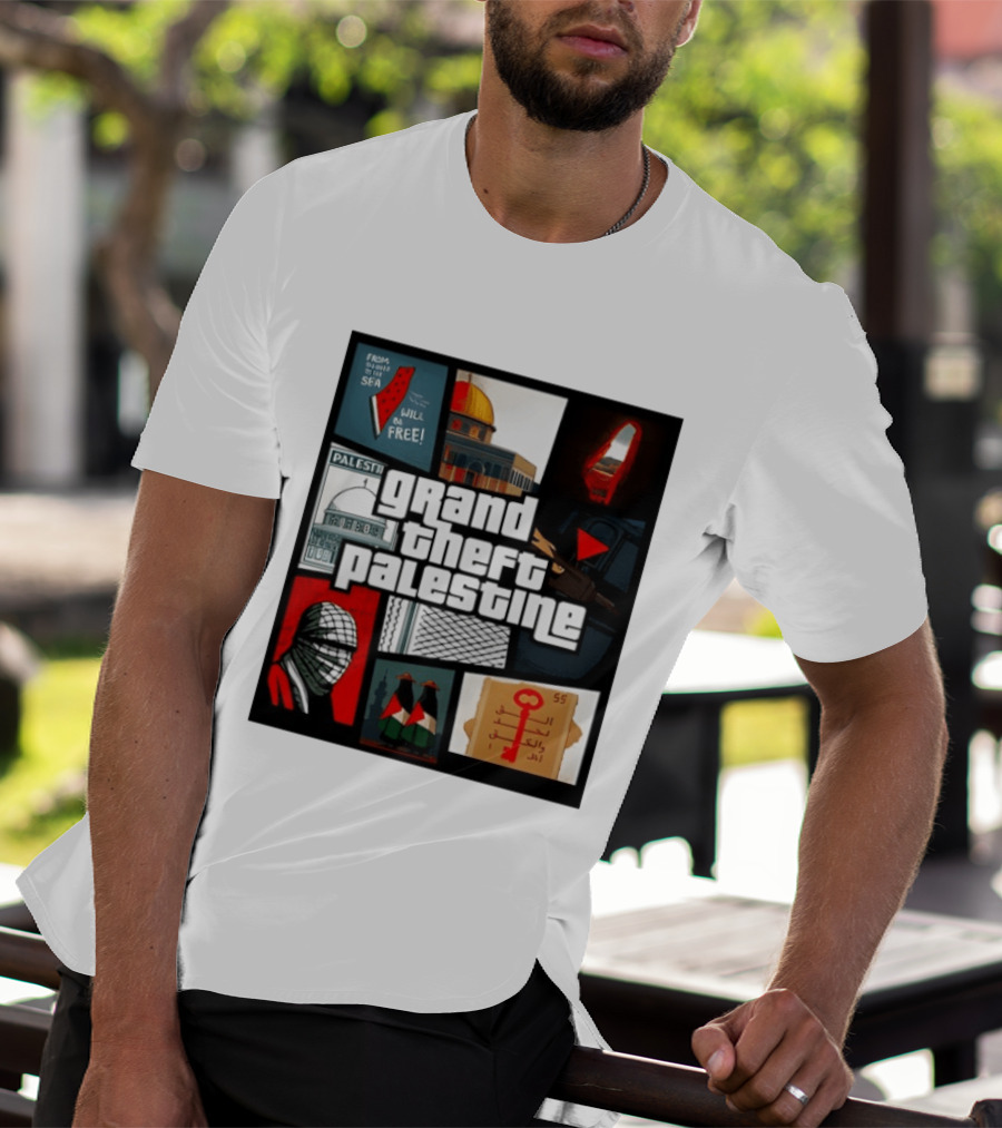 Grand Theft Palestine Dome Of The Rock Sea To Sea Free Palestine RPG Key 55 Flag Cover T-Shirt
