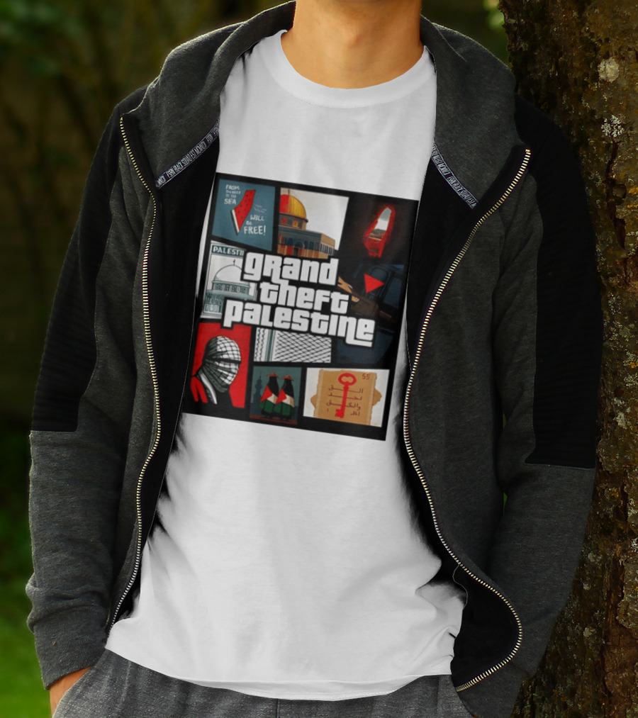 Grand Theft Palestine Dome Of The Rock Sea To Sea Free Palestine RPG Key 55 Flag Cover T-Shirt