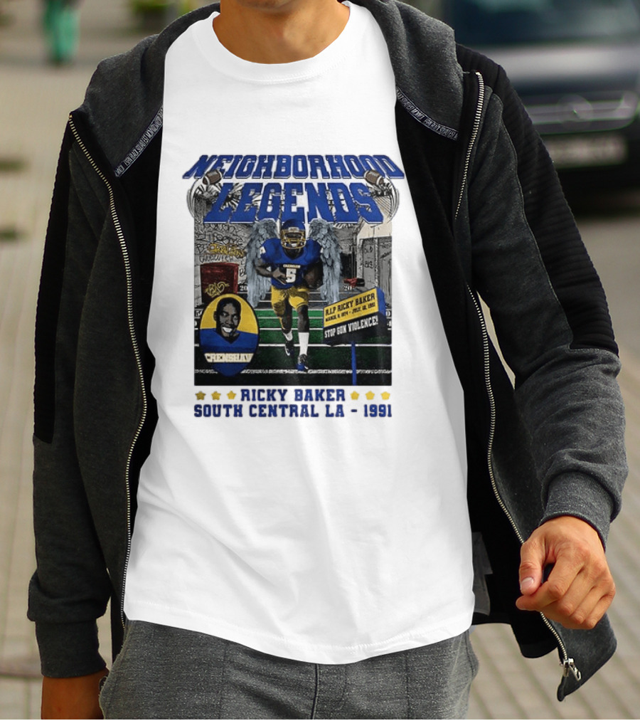 Neighborhood Legends Crenshaw Ricky Baker Stop Gun Violence South Central LA 1991 T-Shirt