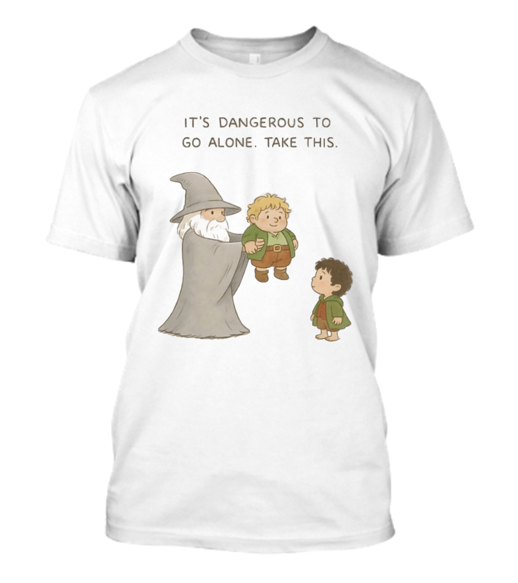 The Lord Of The Rings Gandalf Frodo Baggins It's Dangerous To Go Alone Take This T-Shirt