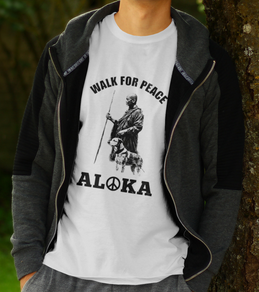 Walk For Peace Aloka Dog And Monks Sketch T-Shirt
