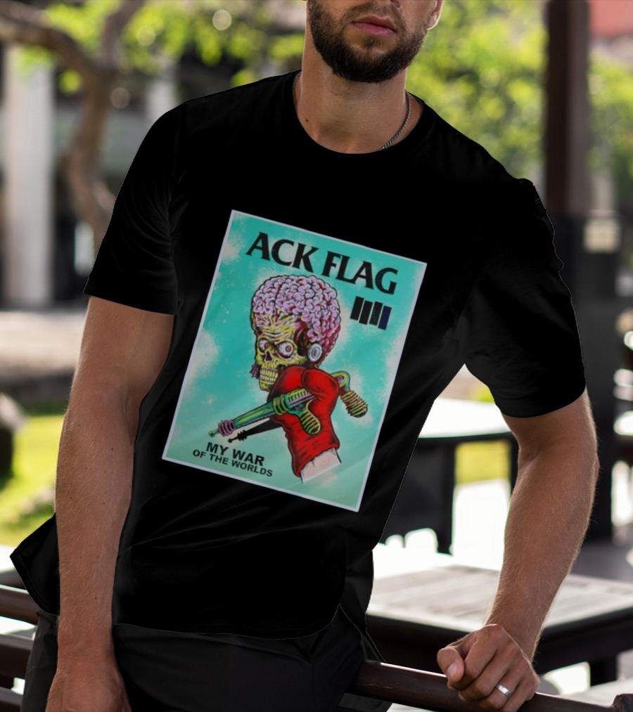 Ack Flag Martian Warrior My War Of The Worlds Retro Sci Fi T-Shirt