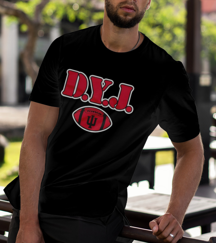 Indiana University Football D.Y.J. IU Logo Red Football T-Shirt
