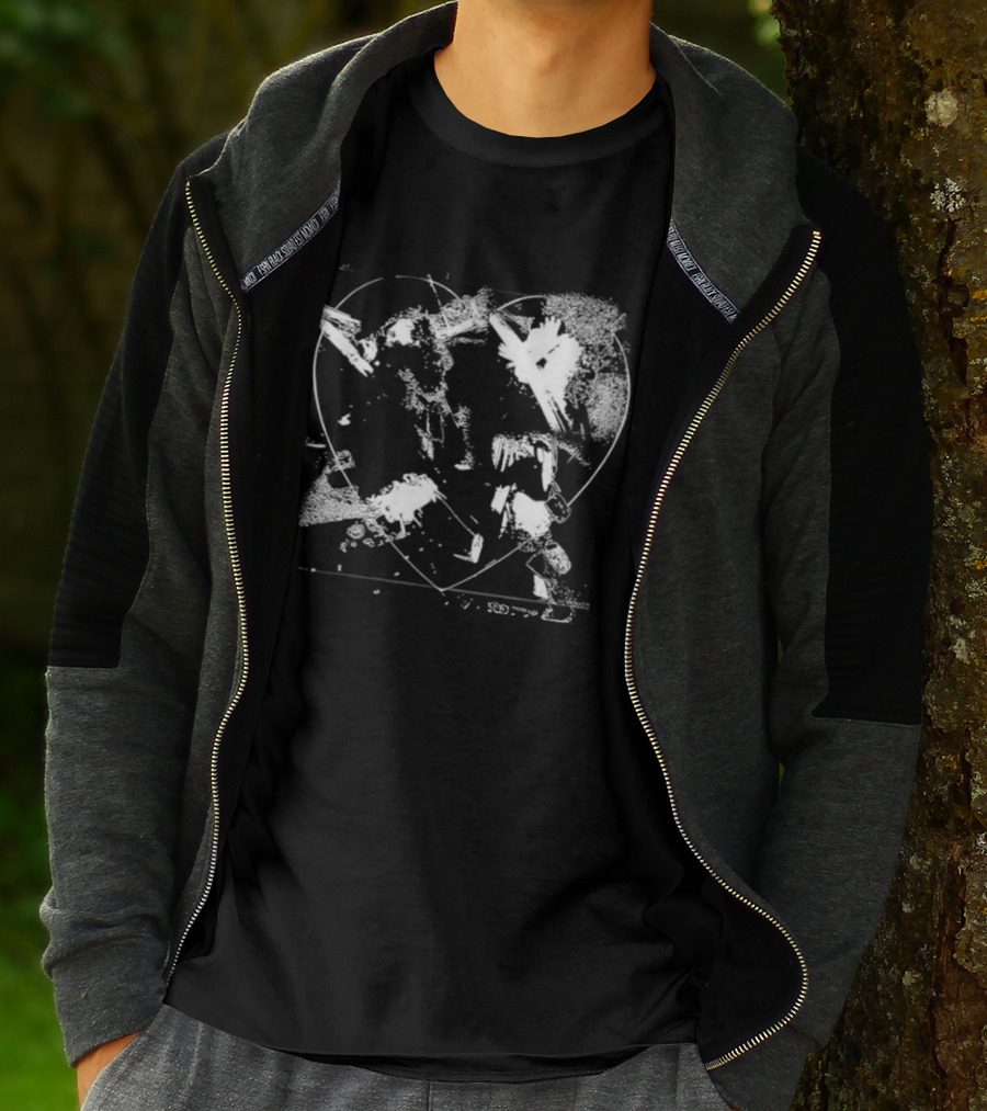 Jr Heart Black Distressed Scribble T-Shirt