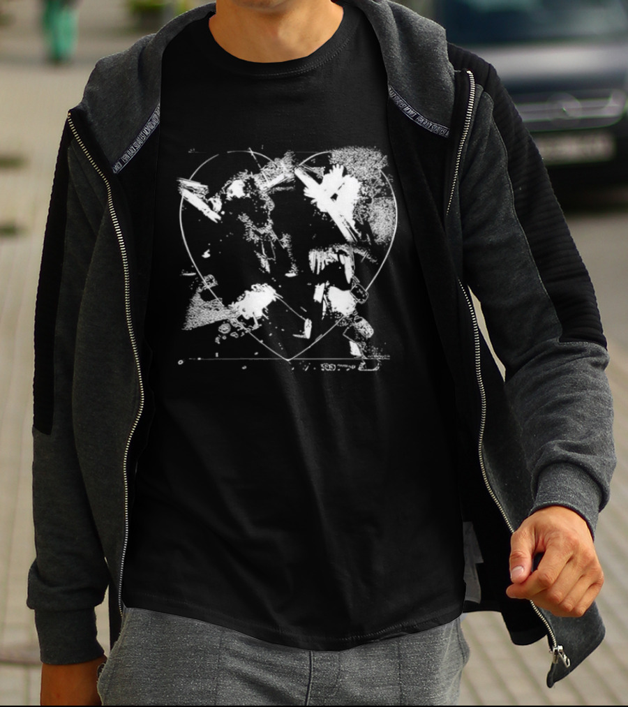 Jr Heart Black Distressed Scribble T-Shirt