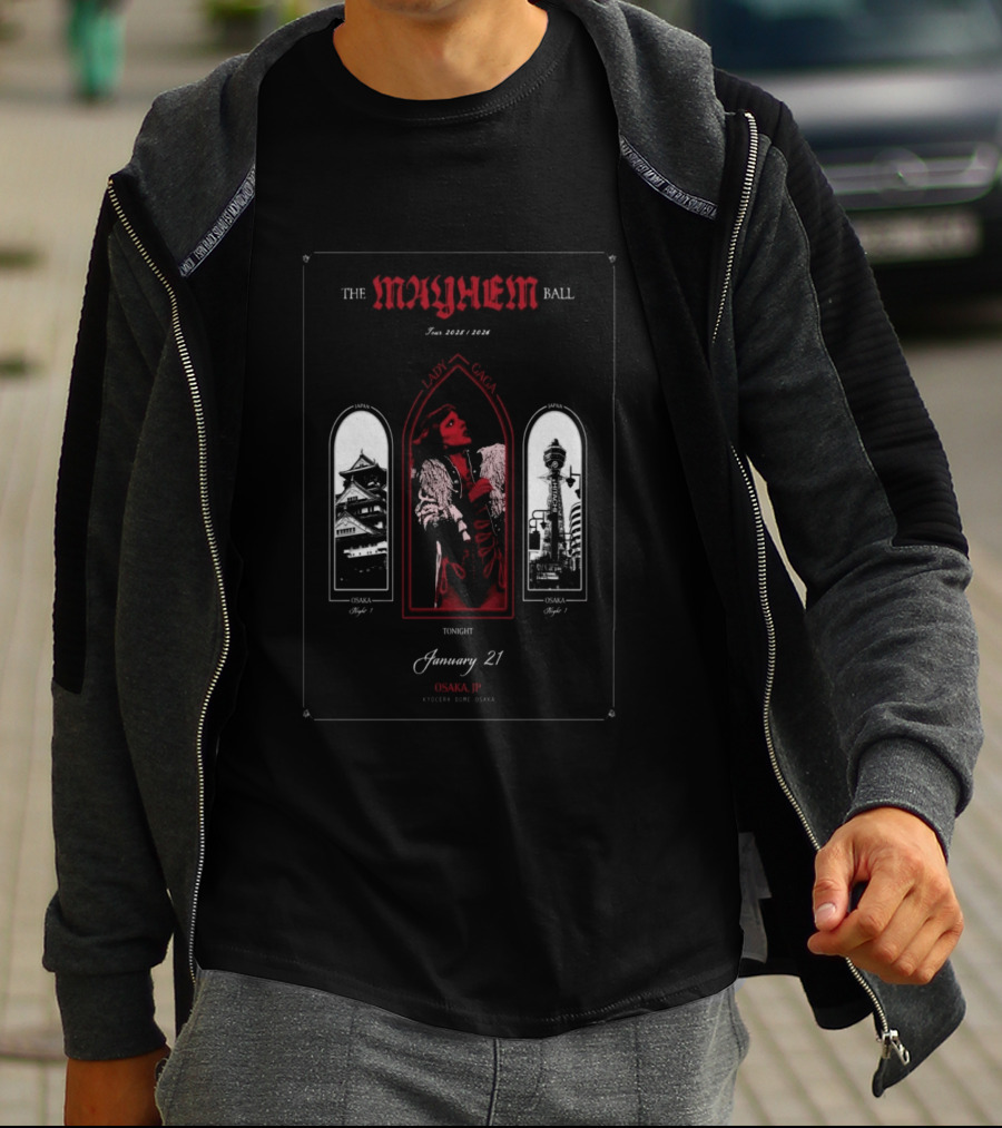 The Mayhem Ball Tour 2026 Lady Gaga Osaka Japan January 21 Kyocera Dome Concert T-Shirt