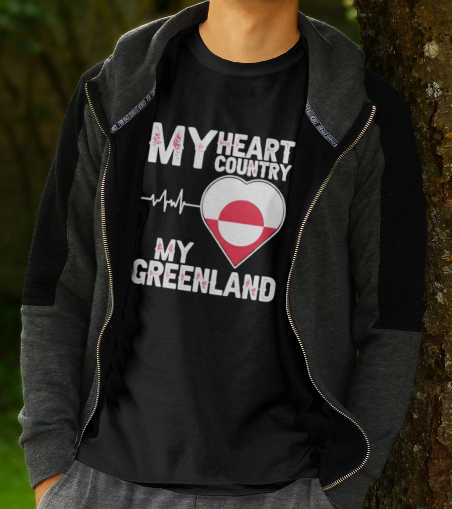 My Heart Country Heartbeat My Greenland Flag Love T-Shirt