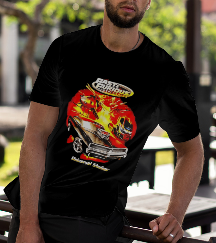 Fast & Furious Supercharged Car Explosion Universal Studios T-Shirt