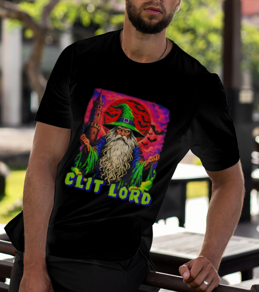 Clit Lord Wizard With Castle And Bats T-Shirt