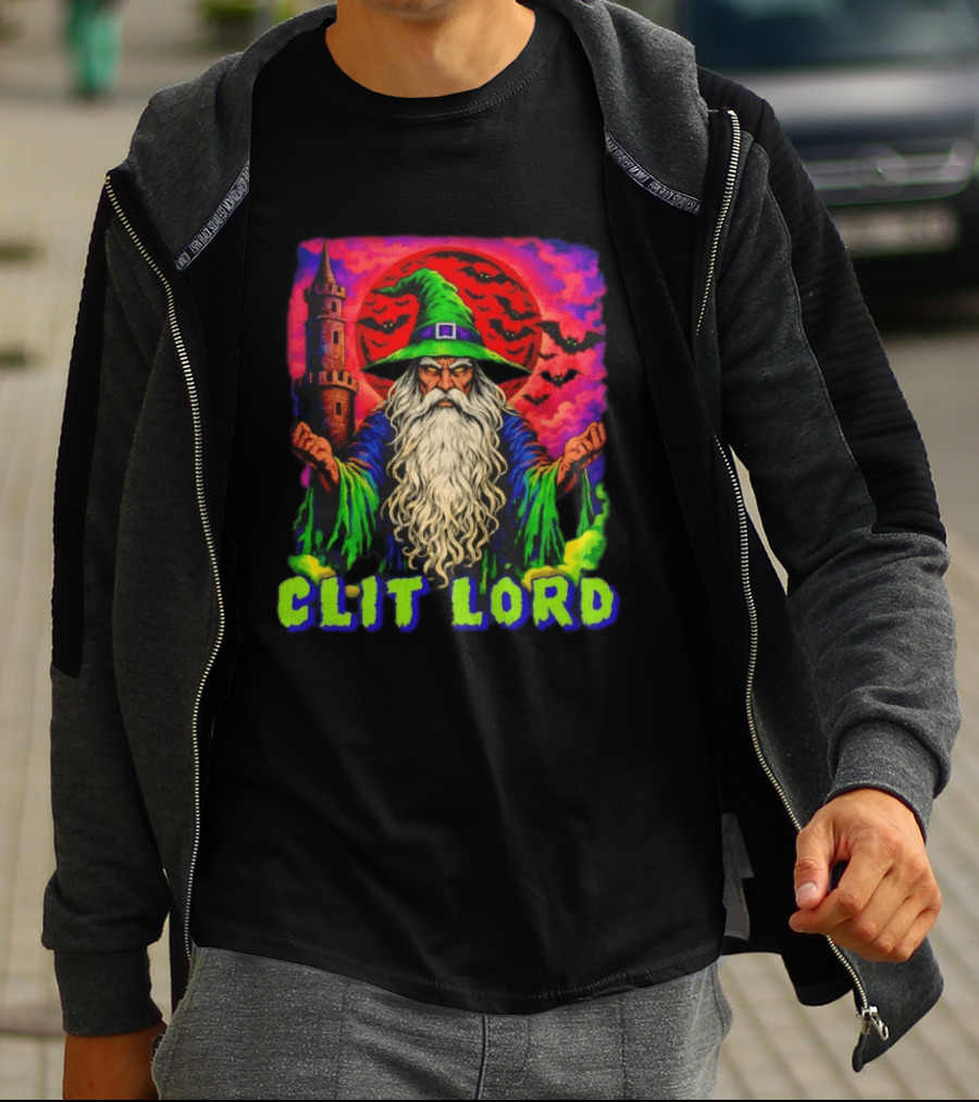 Clit Lord Wizard With Castle And Bats T-Shirt