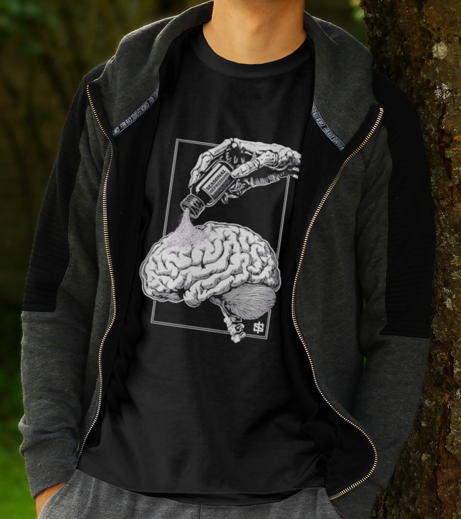 Seasonal Depression Skeleton Hand Pouring On Brain T-Shirt