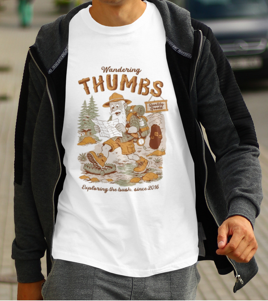 Wandering Thumbs Exploring The Bush Cowboy Bear Camping Since 2016 T-Shirt