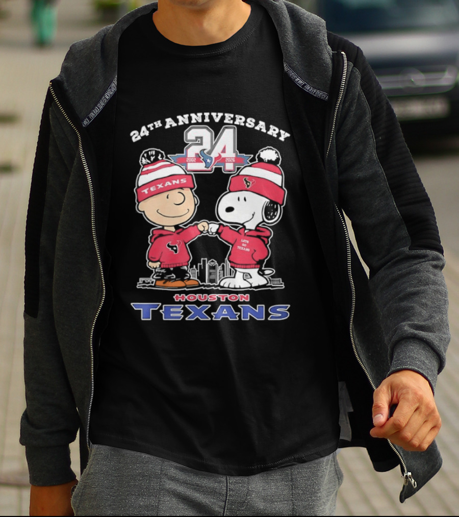 24th Anniversary Charlie Brown Snoopy Houston Texans 2002 2026 T-Shirt