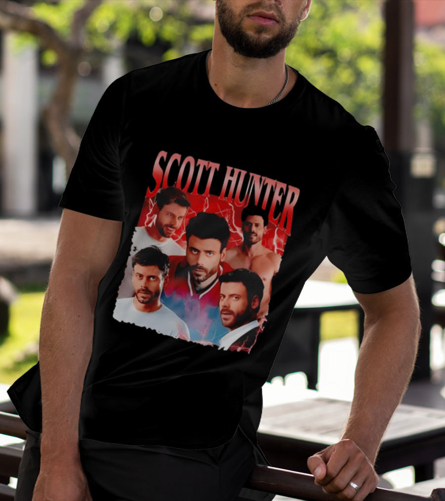 Scott Hunter Lightning Background Multiple Poses T-Shirt