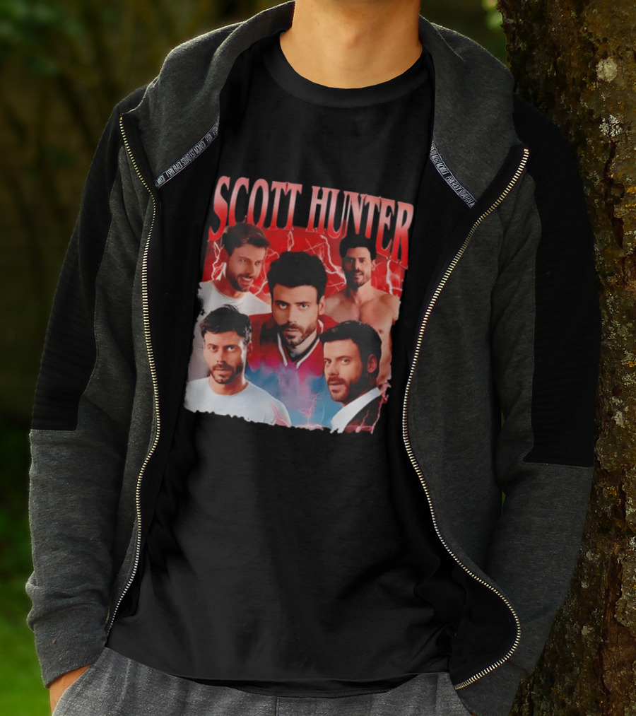Scott Hunter Lightning Background Multiple Poses T-Shirt
