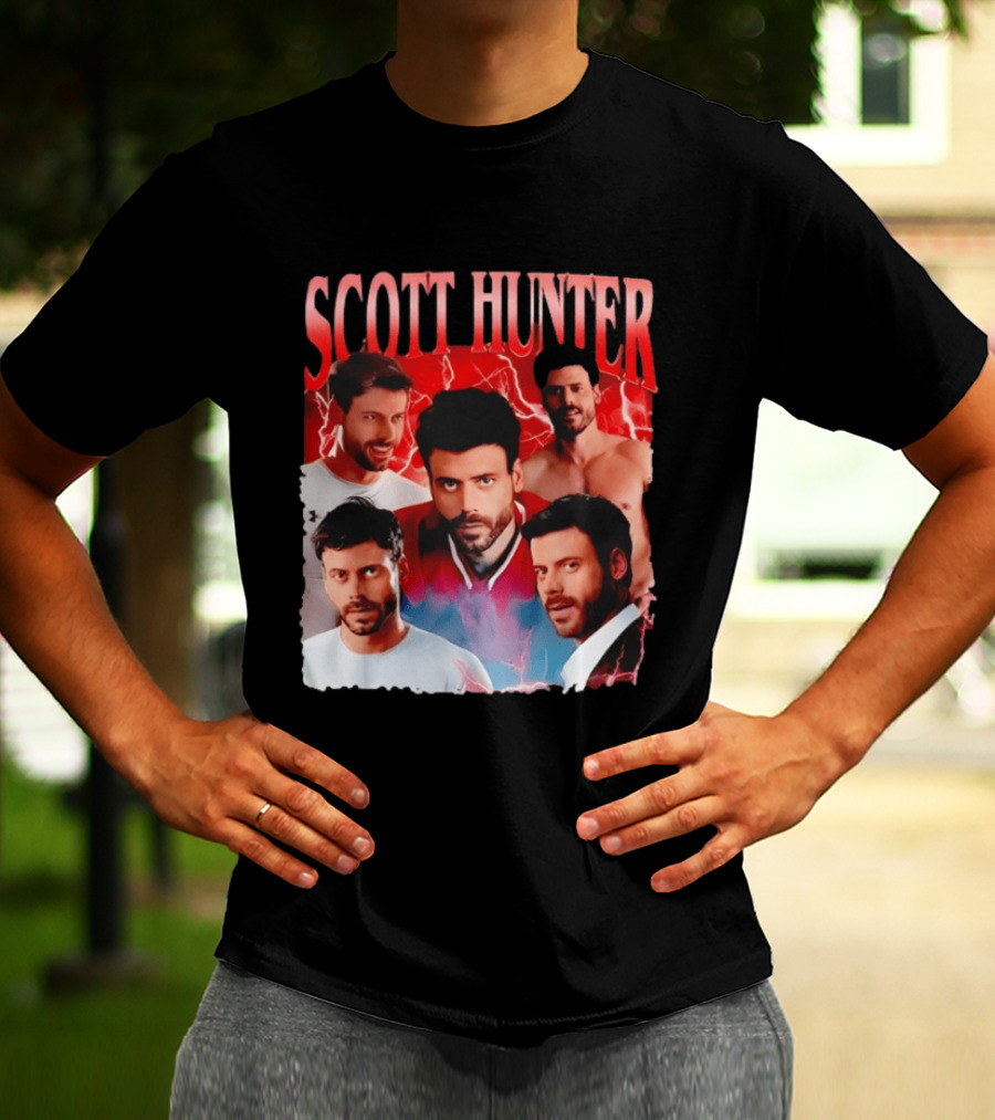 Scott Hunter Lightning Background Multiple Poses T-Shirt