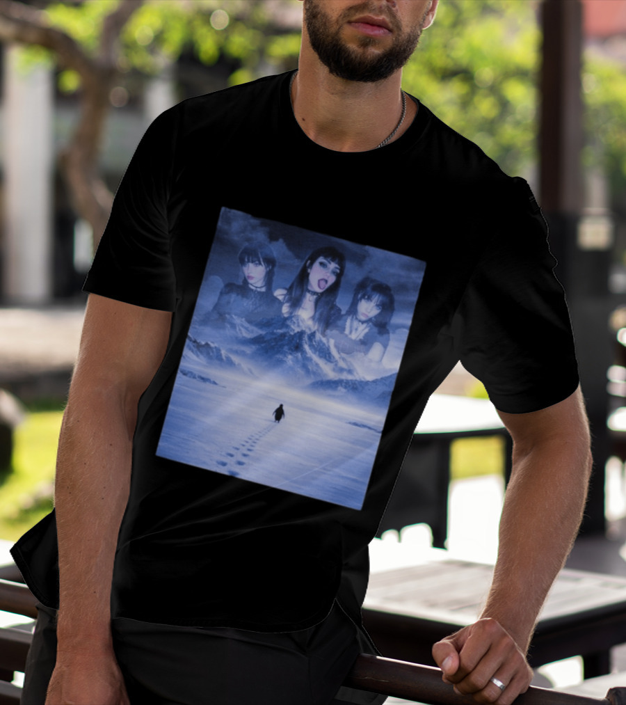 Nihilist Penguin Goth Girls Dark Winter Mountain Scene T-Shirt