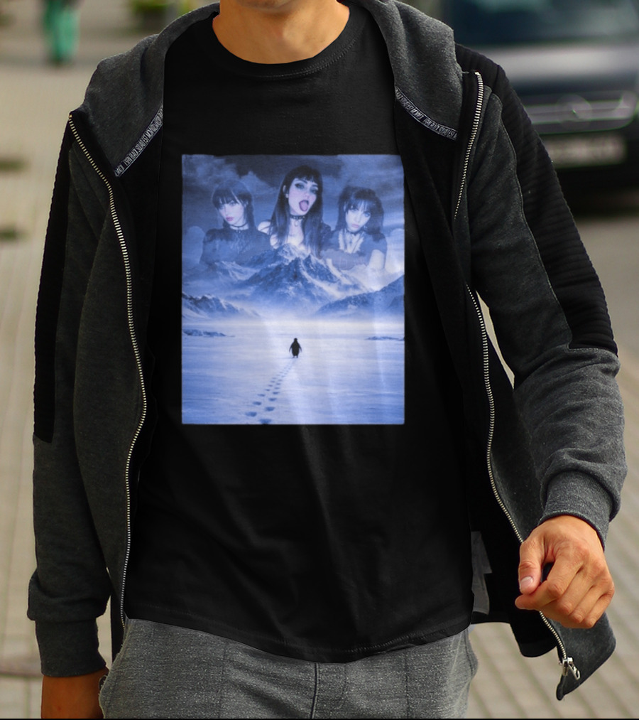 Nihilist Penguin Goth Girls Dark Winter Mountain Scene T-Shirt