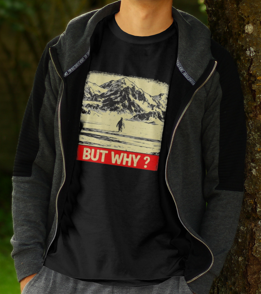Penguin Meme But Why Mountains Winter Scene T-Shirt