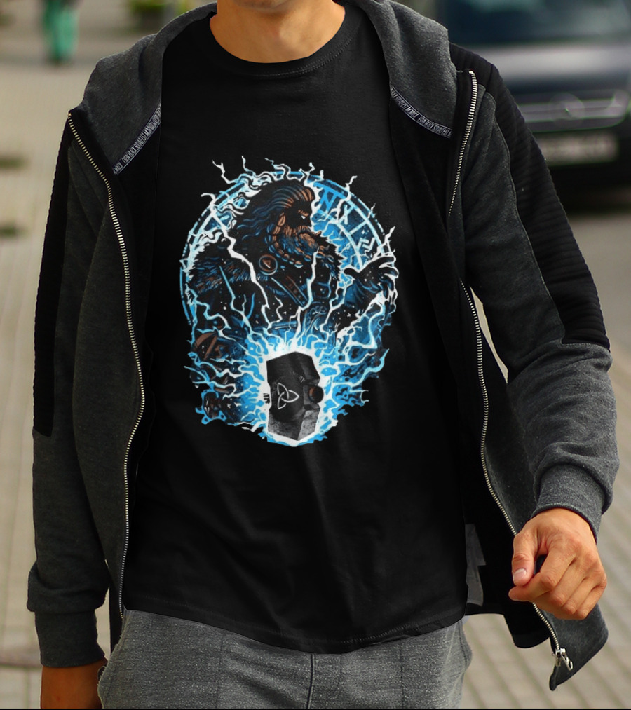 Thor Norse God Of Thunder Mjolnir Lightning Power Norse Mythology T-Shirt