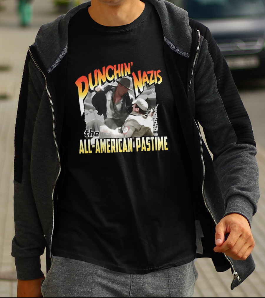 Punchin' Nazis The All American Pastime Vintage Action Scene T-Shirt