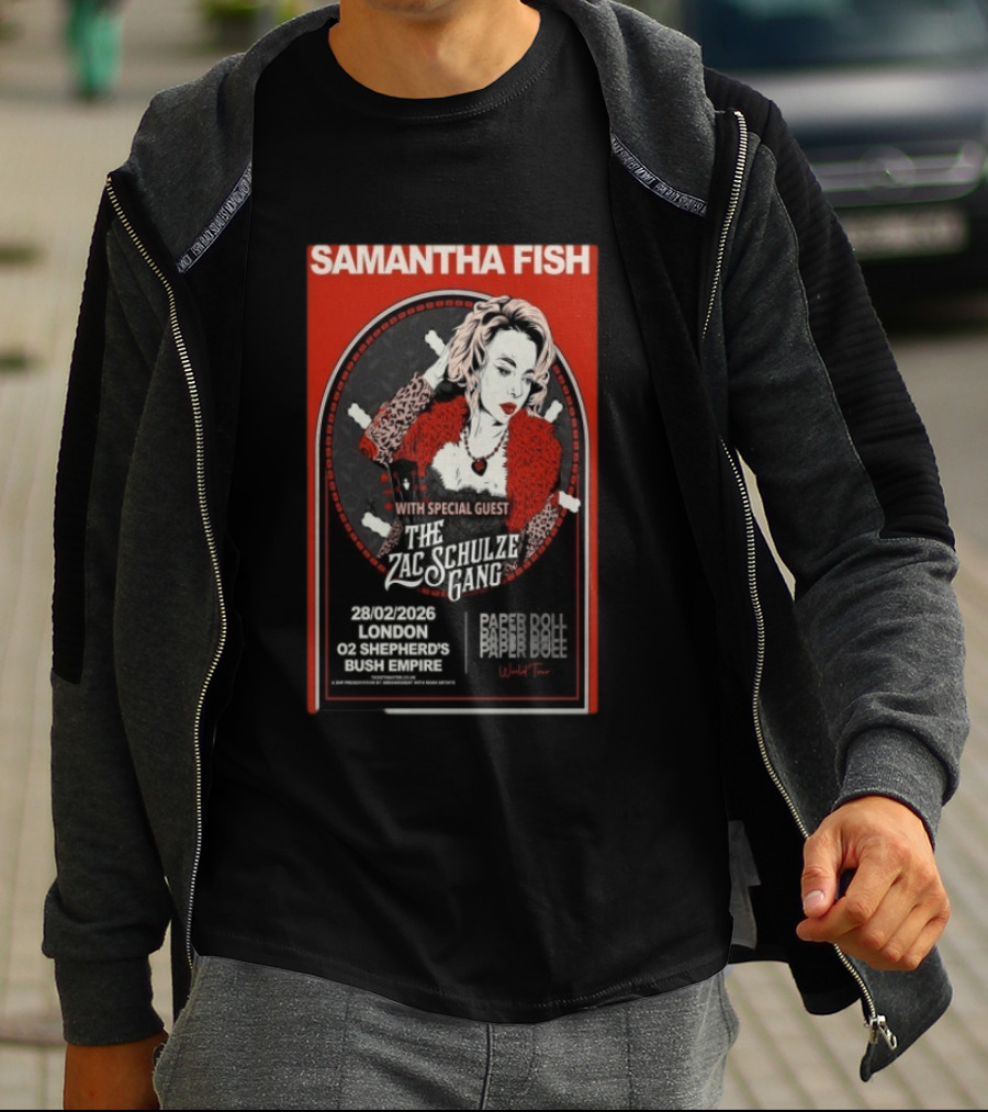 Samantha Fish London 2026 O2 Shepherd's Bush Empire With Zac Schulze Gang T-Shirt