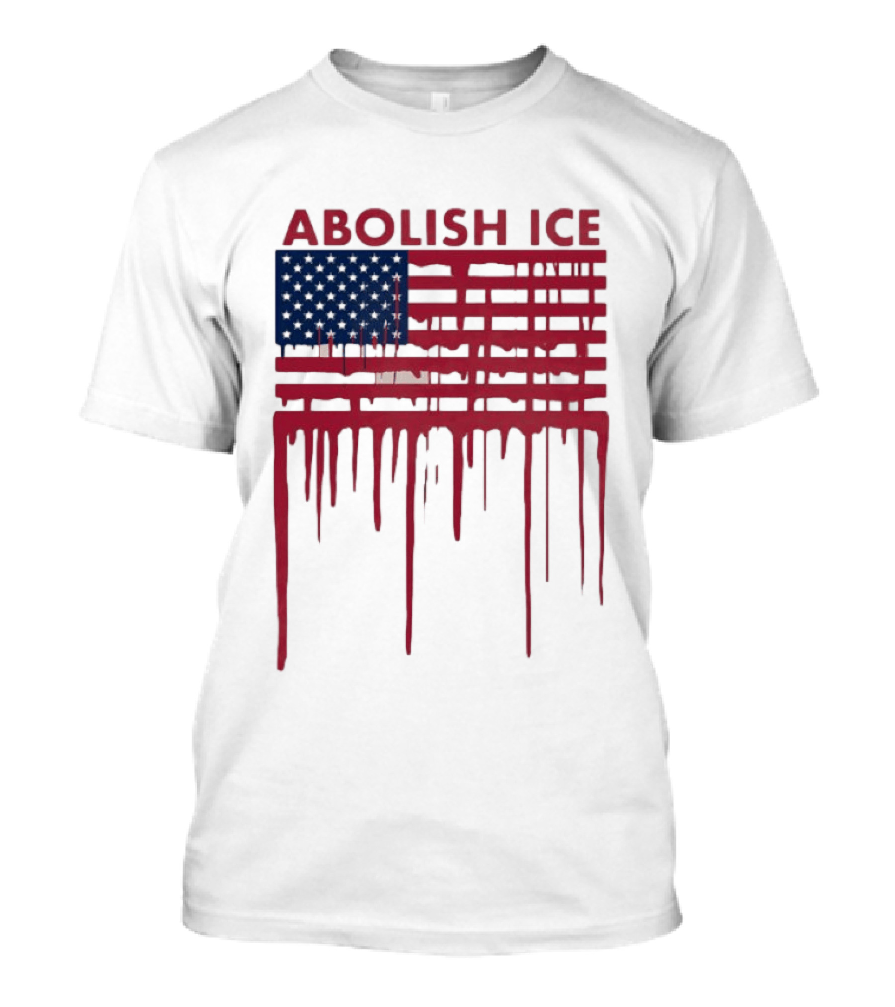 Abolish ICE Dripping American Flag Blood Effect T-Shirt