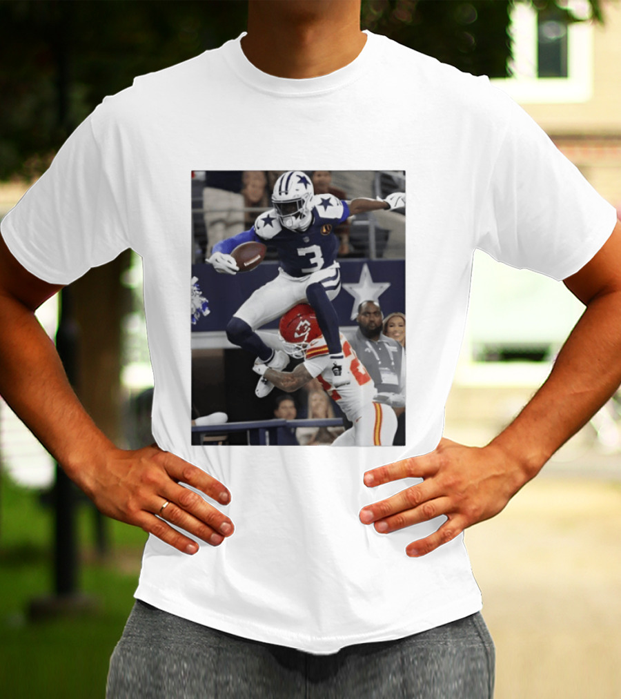 Football Leap Dallas Vs Kansas Royals Dynamic Action T-Shirt