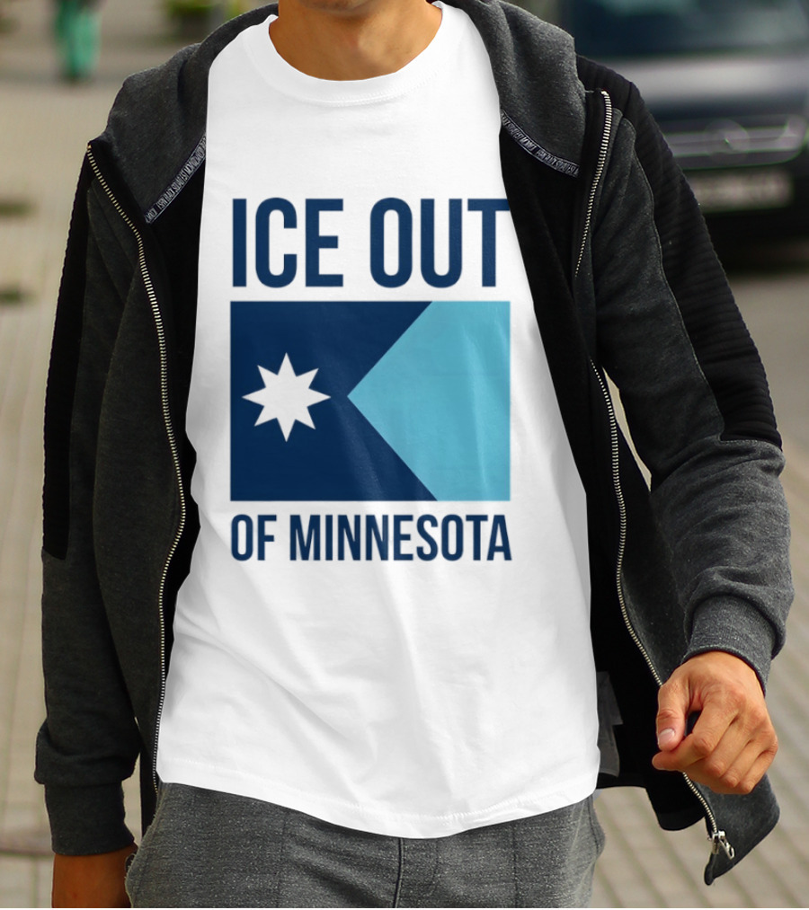 ICE Out Of Minnesota Star Flag T-Shirt