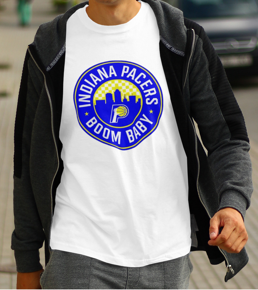 Indiana Pacers Boom Baby Skyline Basketball Team Circle T-Shirt