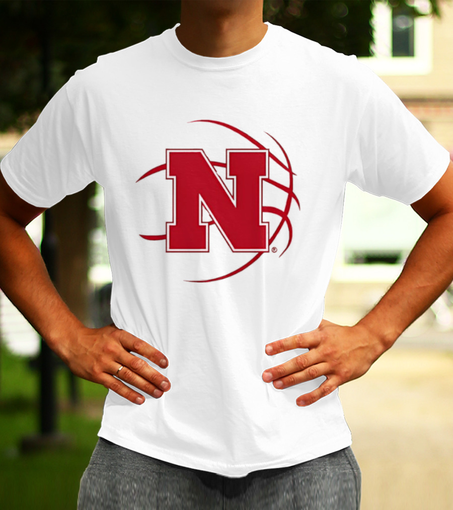 Nebraska Basketball Red N And Ball T-Shirt