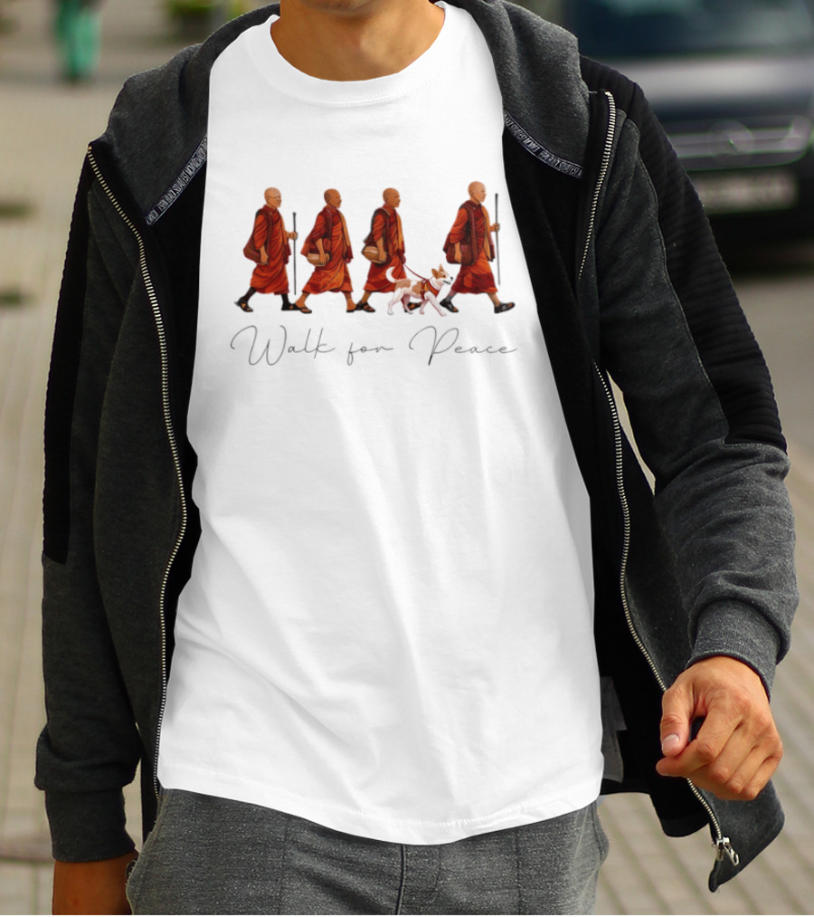 Peaceful Journey With Monks And Aloka Dog Walk For Peace T-Shirt