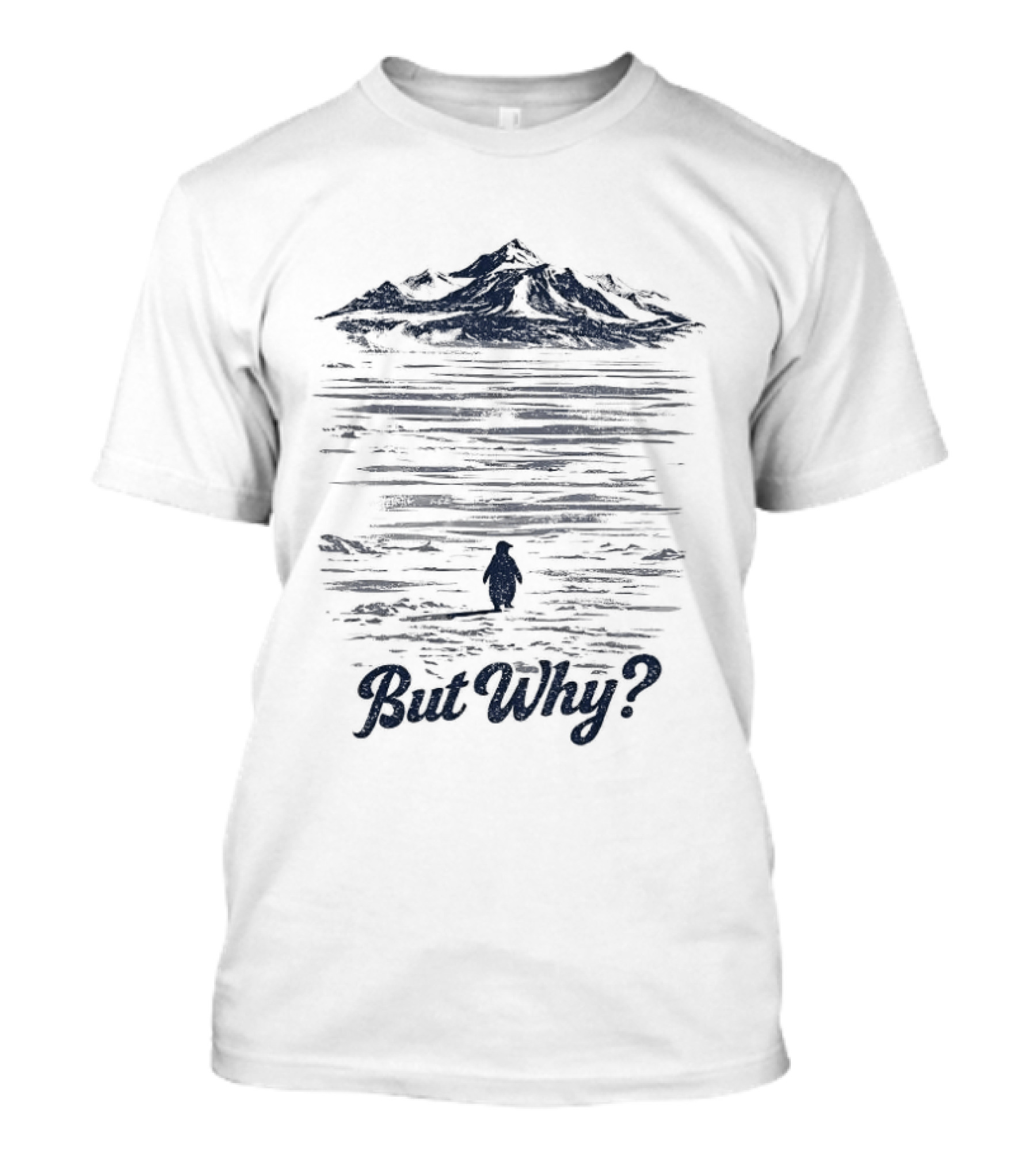Penguin Mountain But Why Meme Greenland Ocean Scene T-Shirt