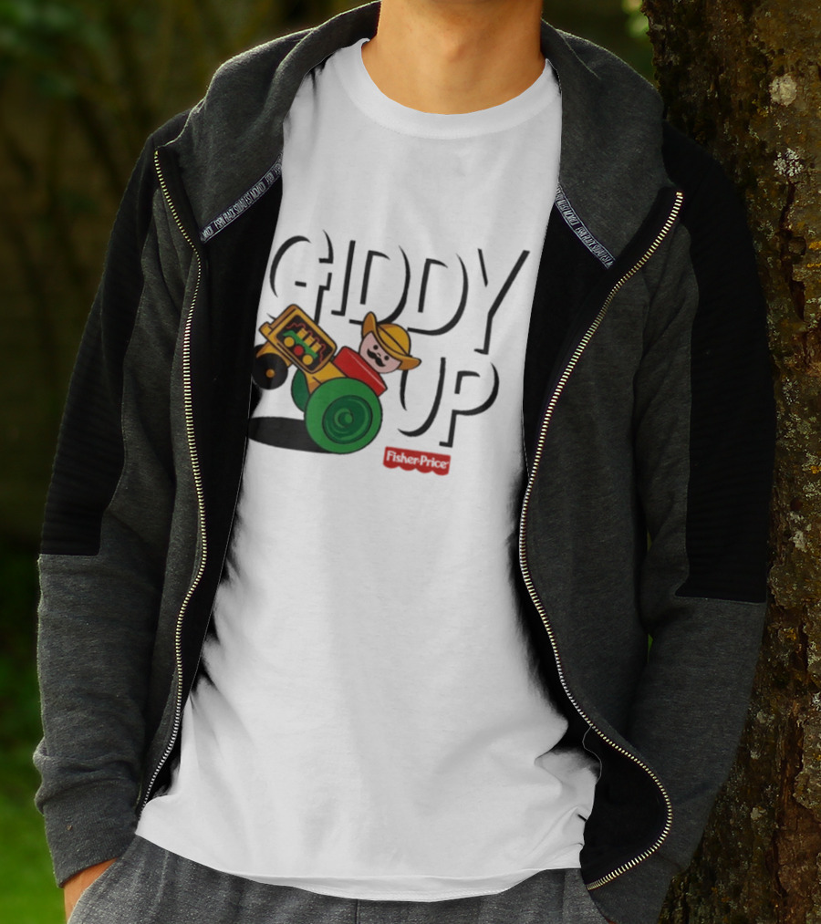 Giddy Up Fisher Price Cowboy On Tractor T-Shirt