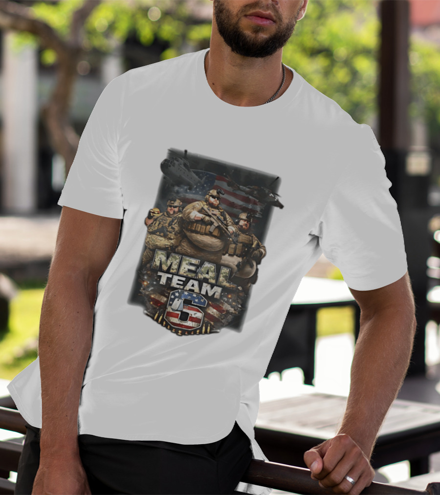 Meal Team 6 Army Helicopter American Flag Patriotic Soldiers T-Shirt